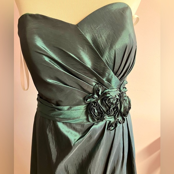 Women’s Prom/Formal Gown/Dress, Sz 12, Dk Green, Ruched Bodice, Strapless - Picture 3 of 9